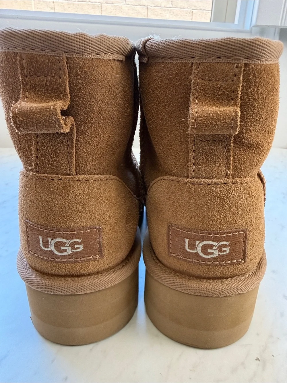 UGG Kids Chestnut Brown Suede Platform Boots - Size 13